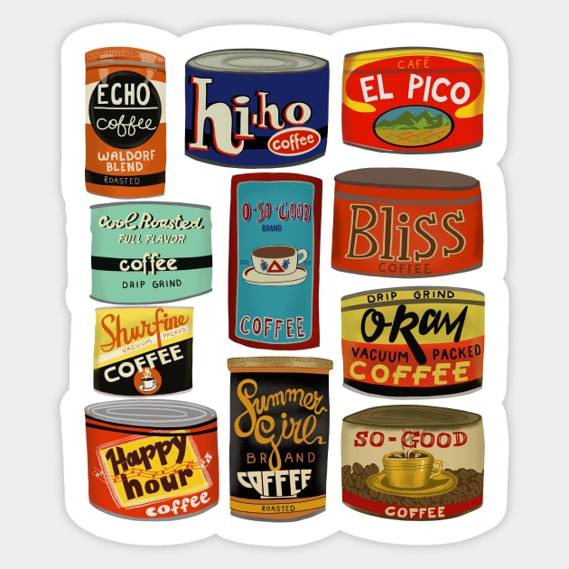 Vintage coffee tins Sticker by jenblove